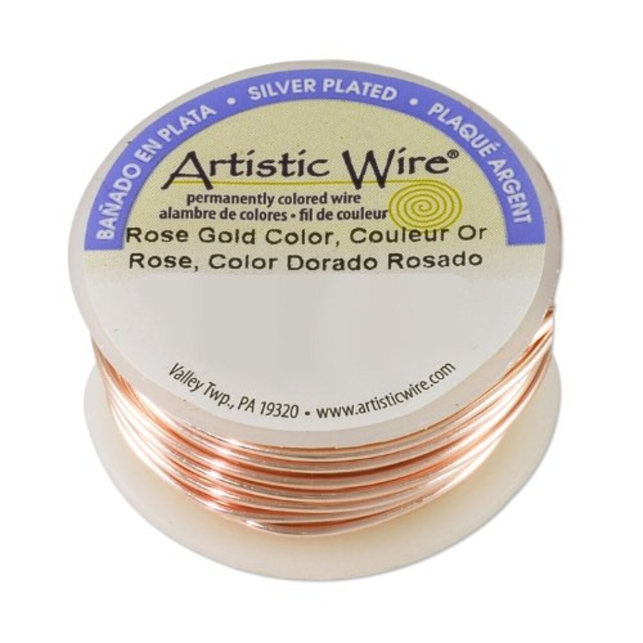 Artistic Jewelry Wire Round Spool 18 Gauge Silver Plated Rose Gold (4-Yards)